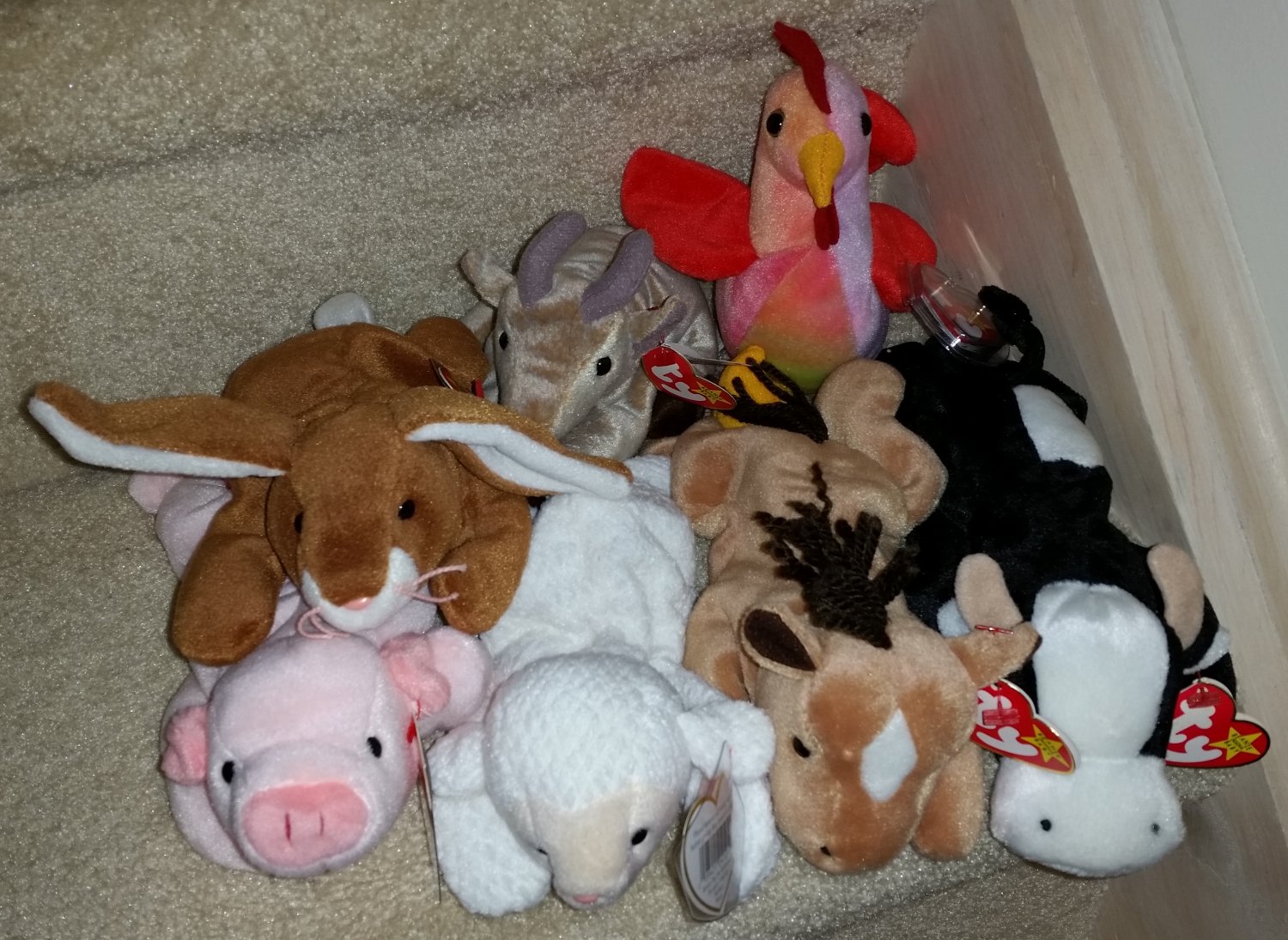 TY BEANIE BABIES - RETIRED - LOT of 7 FARM ANIMAL BEANIES - NEW WITH TAGS!