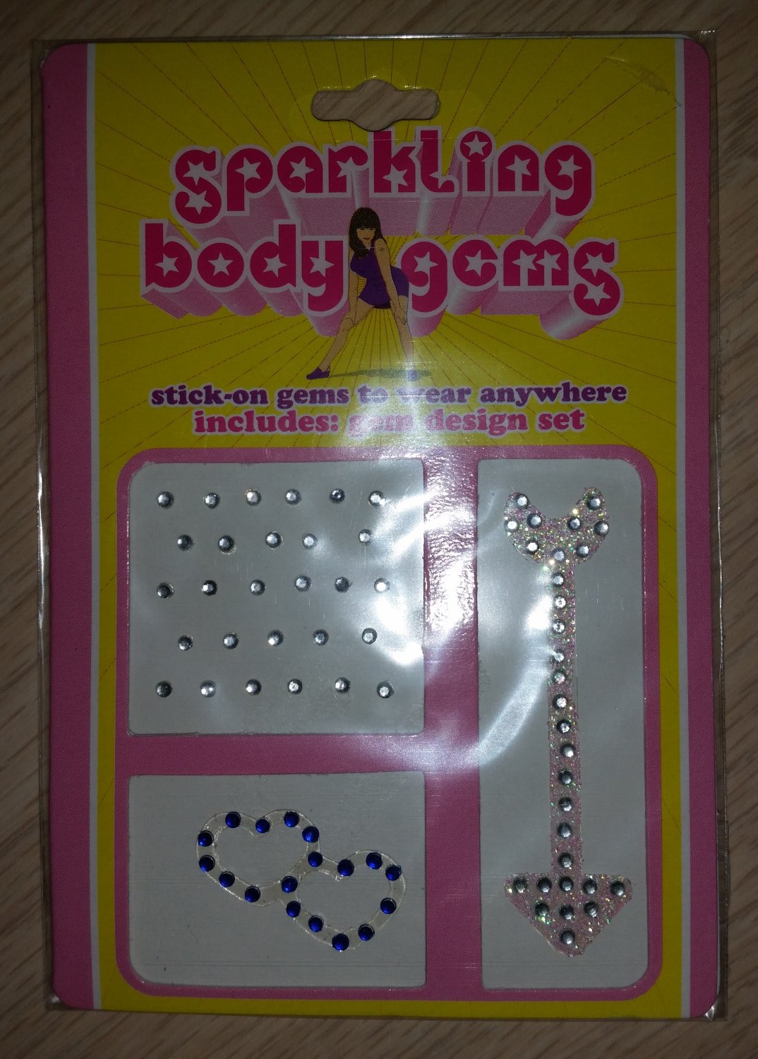 Body Jewelry Sparkling Stick-on Body Crystal Gems - Arrow, BLUE Hearts & Sexy Points - 30 total!