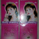 Body Jewelry Sparkling Stick-on Body Crystal Gems - Small Flowers & PINK Sexy Points - Lot of 2!