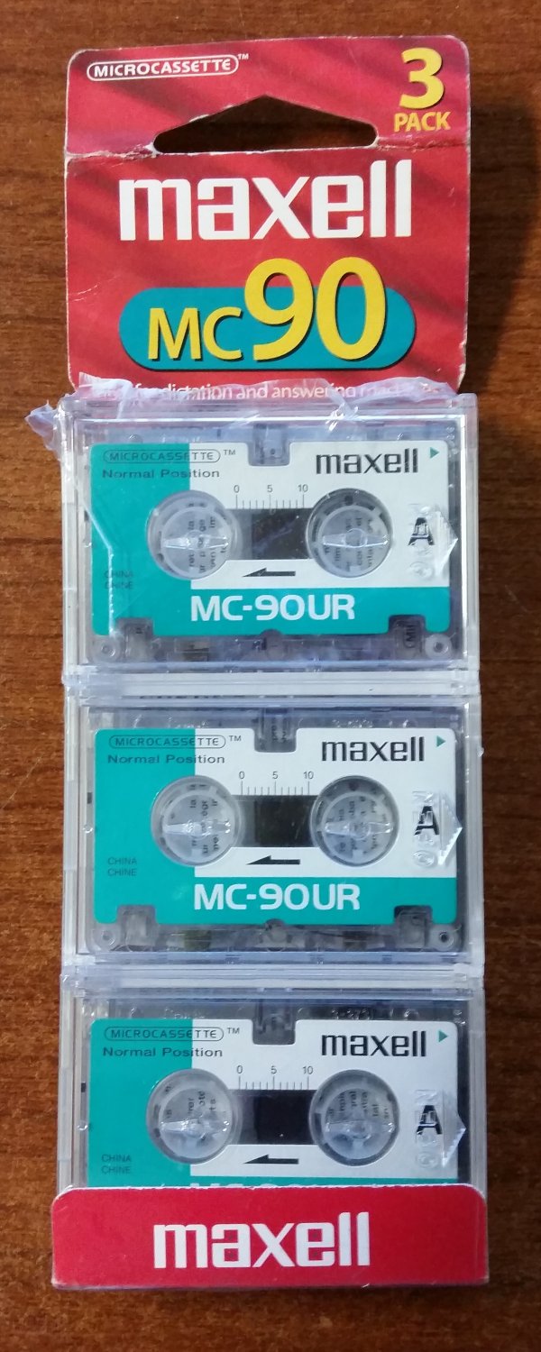 Maxell MC90UR Microcassette tape For dictaphones port 3 Pack!