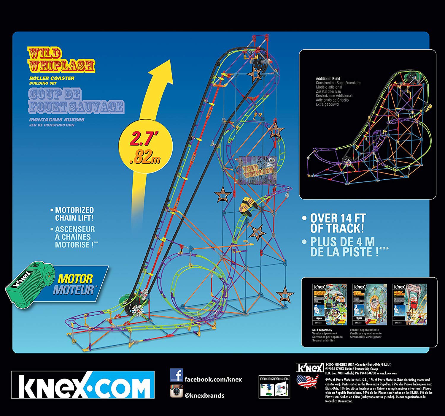 KNEX Wild Whiplash Roller Coaster Building Set 580 Piece MOTORIZED!