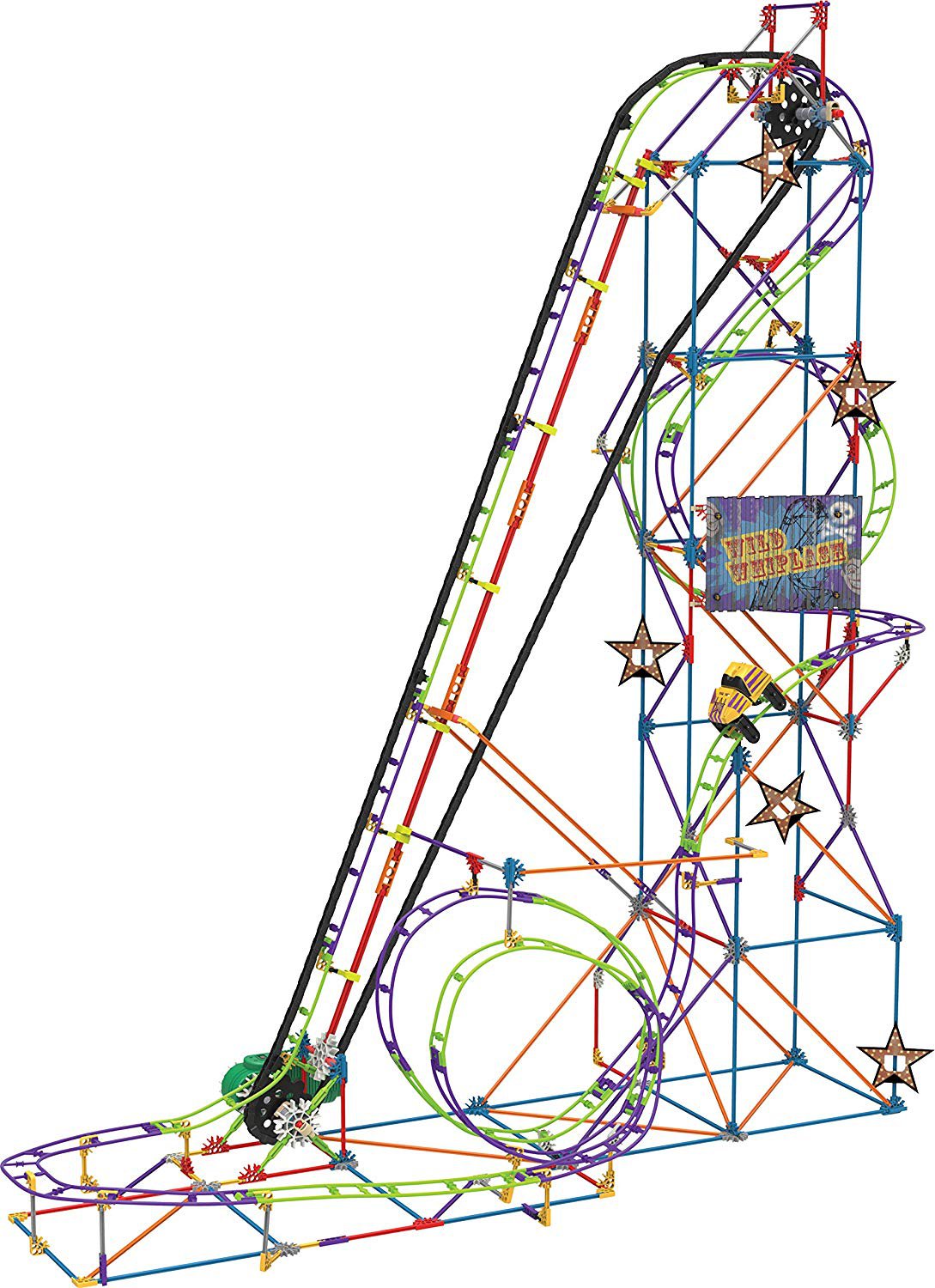 KNEX Wild Whiplash Roller Coaster Building Set - 580 Piece - MOTORIZED!