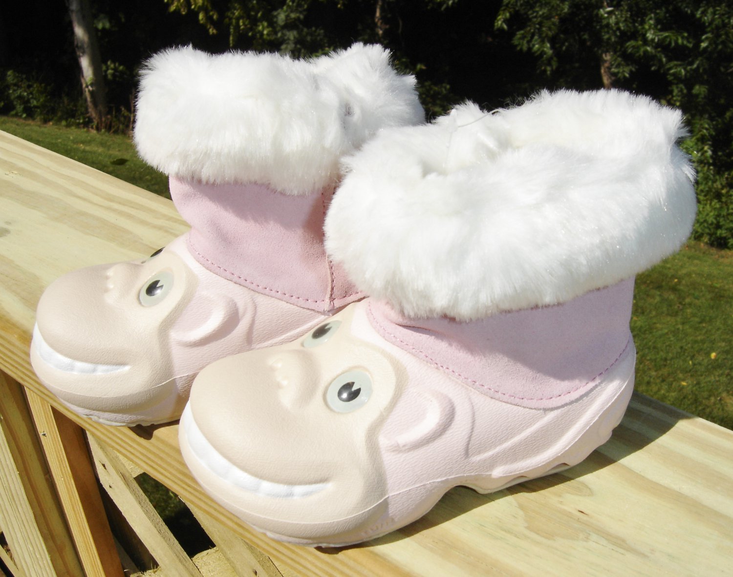 POLLIWALKS KIDS "TOYS FOR FEET" PINK MONKEY PULL ON BOOTS with SUEDE