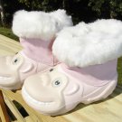 POLLIWALKS KIDS "TOYS FOR FEET" PINK MONKEY PULL ON BOOTS with SUEDE UPPER - SIZE 8 - NEW!