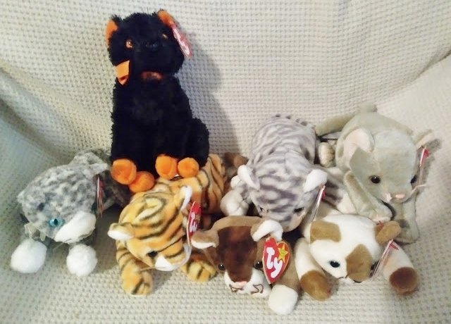 TY BEANIE BABIES - RETIRED - LOT of 7 CAT BEANIES #1 - NEW WITH TAGS!