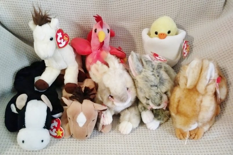 TY BEANIE BABIES - RETIRED - LOT of 8 FARM ANIMAL BEANIES #3 - NEW WITH TAGS!