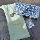 DEUX LUX SEYCHELLE CLUTCH Wallet in POWDER BLUE METALLIC with BLUE RHINESTONES & PEARLS!