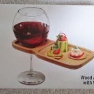 Macy's The Cellar Mingling Wooden Hors D'Oeuvres Appetizer Plates with Wine Glass Rest - Set of 4!