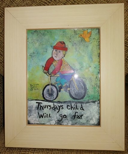 SKG Artworks- Barbara Olsen 'Days of the Week Children'-'Thursdays Child Will Go Far'-Framed Print!