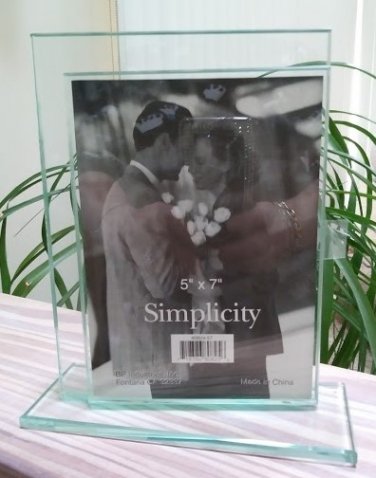 SIMPLICITY Thick HEAVY Glass Bypass TableTop Desktop Picture Photo Frame!