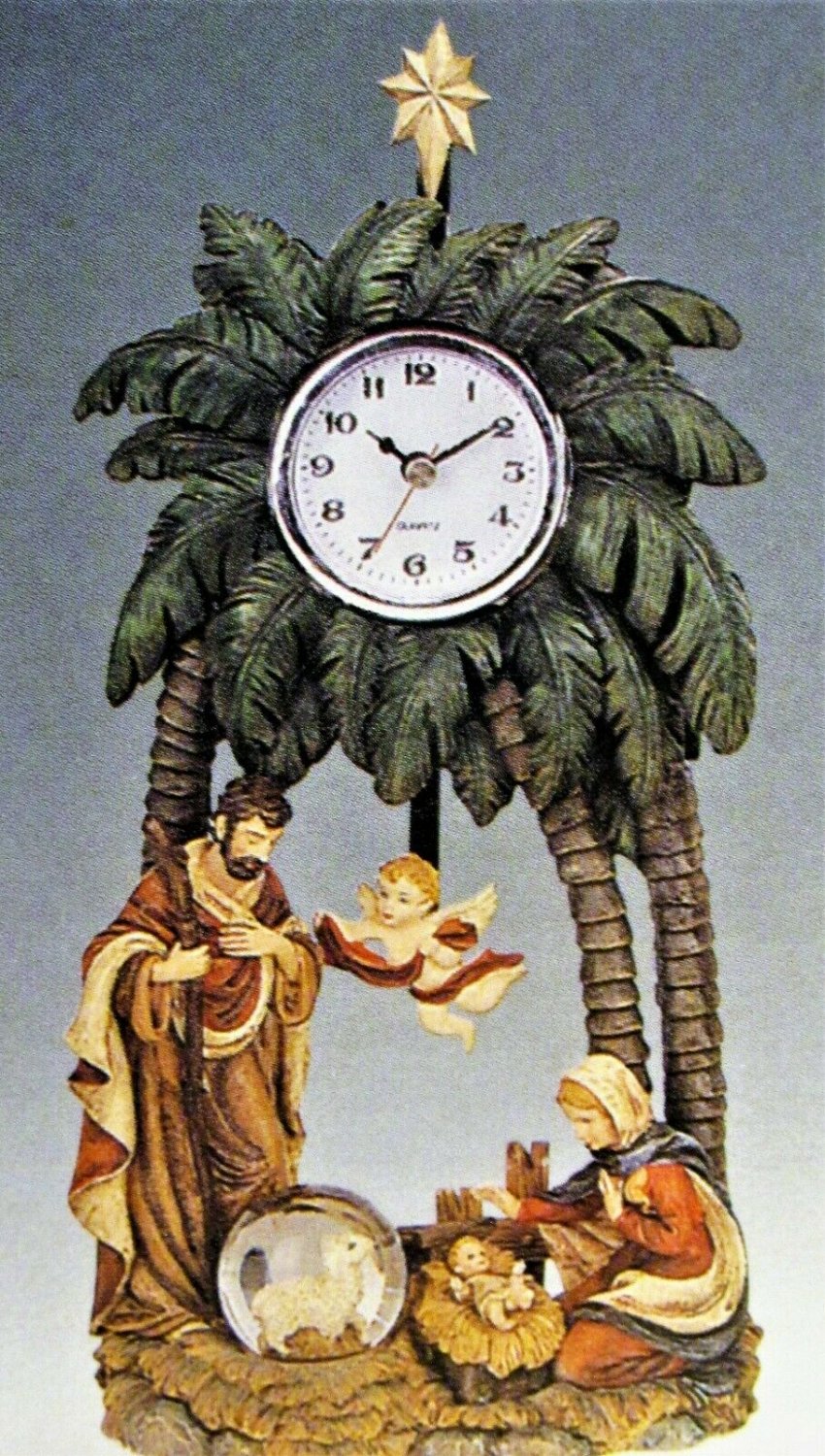 Cadona Clock Collection 78113-A Devotional 12" Tall Christmas NATIVITY Mantel Clock!