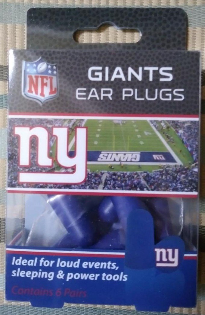 New York Giants NFL Foam Ear Plugs (6 pairs) with NFL Team Colors and Imprints New!