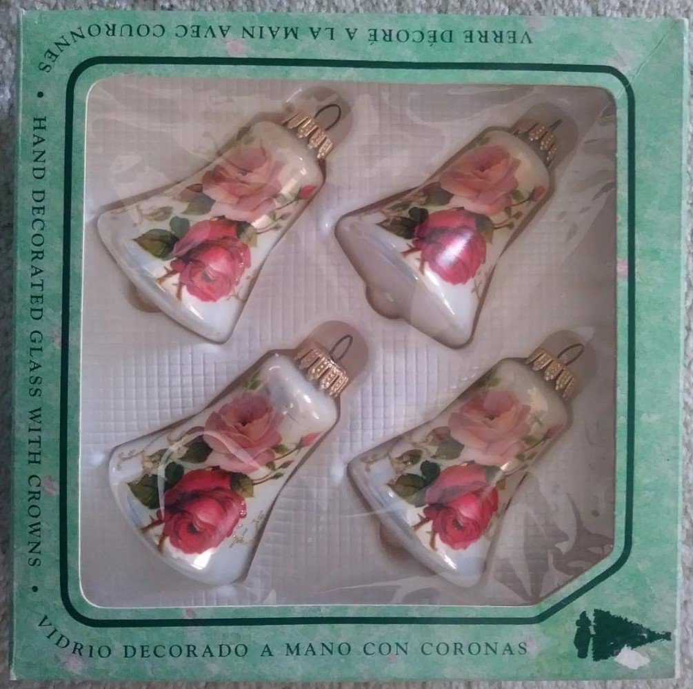 Vintage Christmas by Krebs Hand Decorated Glass Bell Ornaments with