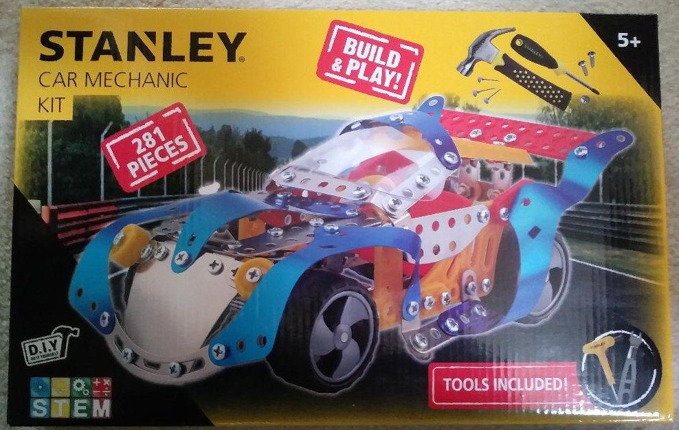 Blue 281 Pieces Stanley Jumbo Stanley Racing Car Mechanic Kit Build & Play 