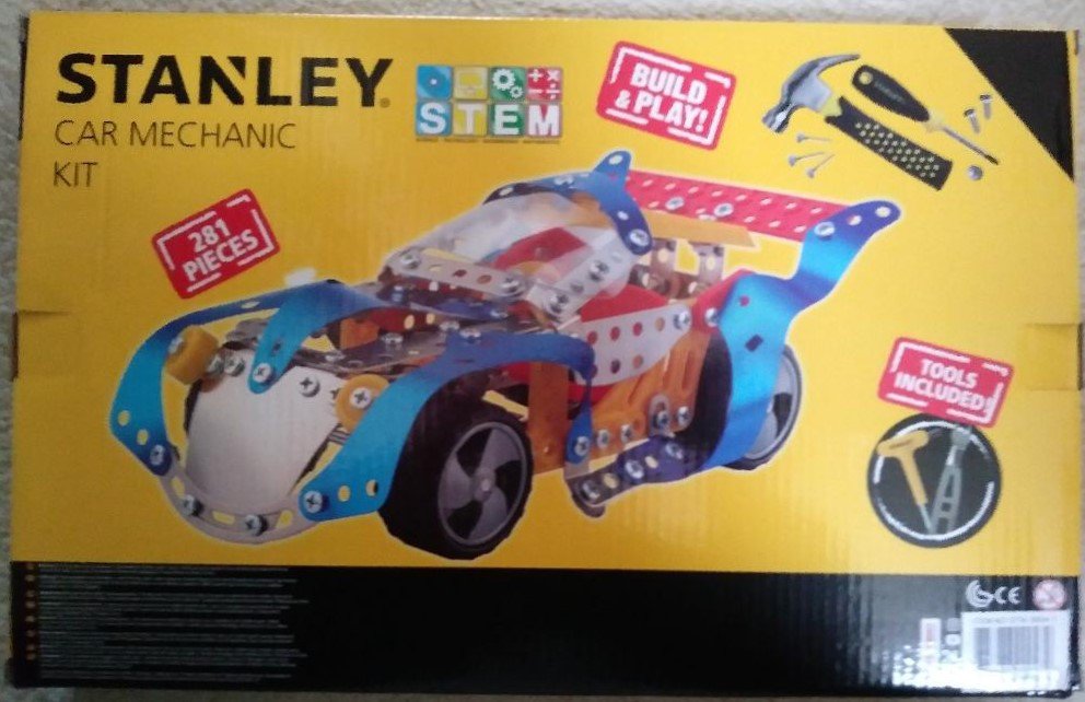 Stanley Racing Car Mechanic Kit, Blue Build & Play, 281 Pieces, Tools