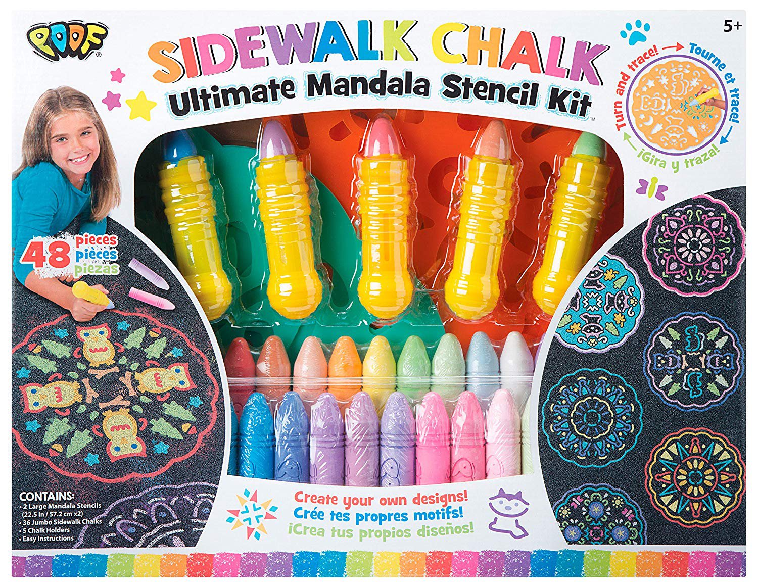 POOF Ultimate Chalk Mandala Stencil Kit - 43 Piece - Create Your Own Designs!