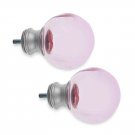 Cambria My Room Pink Ball Finial in Brushed Nickel - Set of 2!