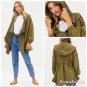 FREE PEOPLE Womens Olive C'Mon Hooded Cardigan Jacket #OB775845 - Size L - New with Tag!