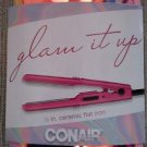 Conair Glam It Up MiniPRO 1/2-inch Ceramic Flat Iron in Pink Iridescent Carry Case!