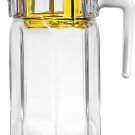 Circleware Lodge Glass Beverage Drink Pitcher with Yellow Plastic Lid, 50 oz., Clear!