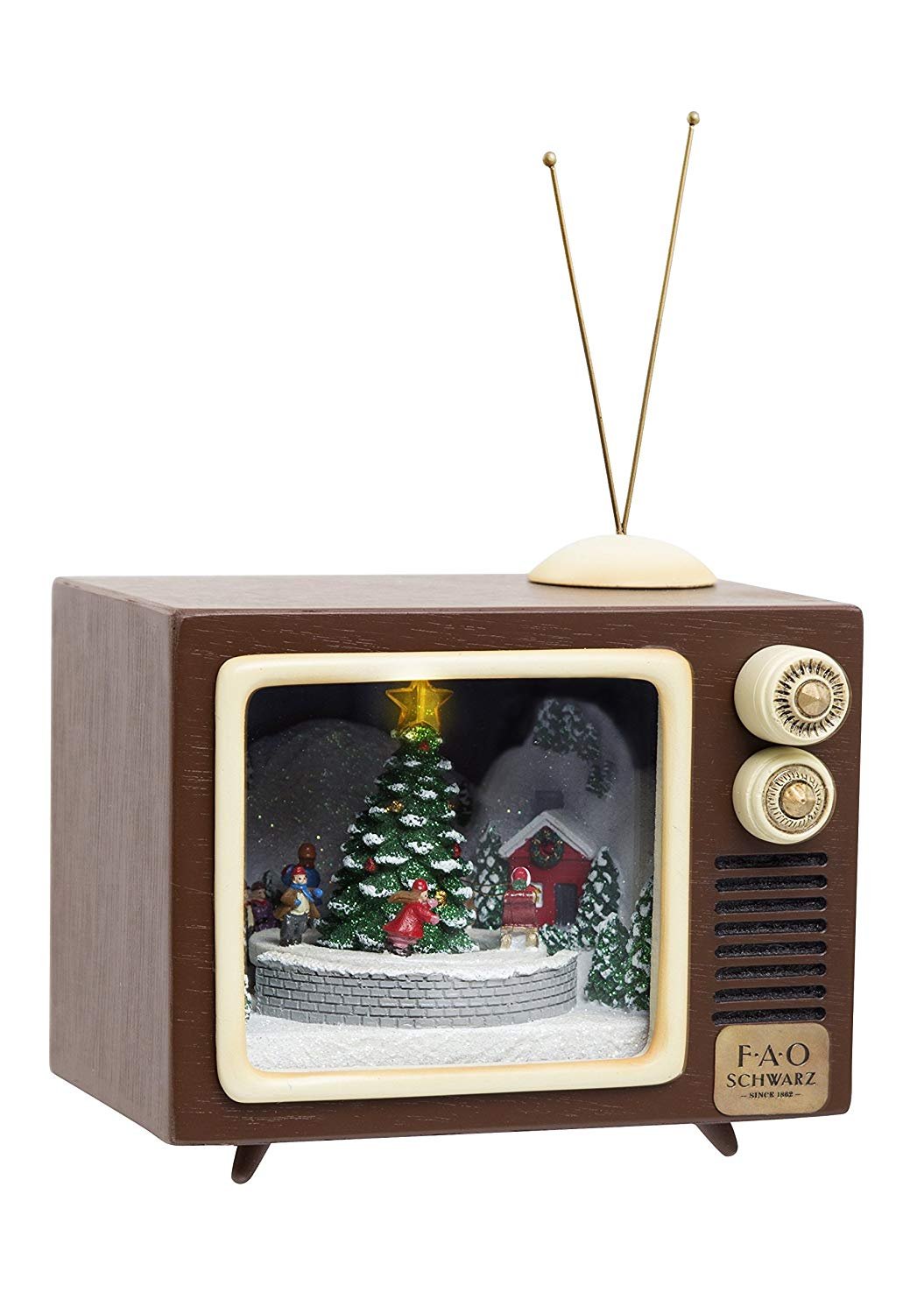 FAO Schwarz Lighted Holiday Musical Figurine TV with 5 Carols and ...