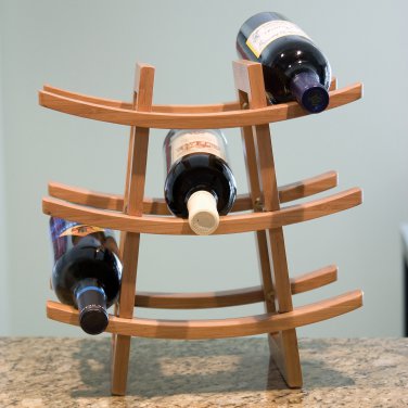 Lipper 9-Bottle Bamboo Contemporary Pagoda Shaped Wine Rack!