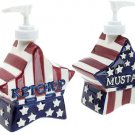Boston Warehouse Americana Red White & Blue Star Mustard & Ketchup Pumps, Set of 2!