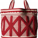 Lucky Brand Robin Tote Bag 100% Cotton in Poppy Red & Natural - NWT & Sleeper!