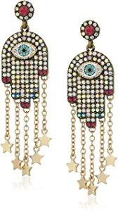 Betsey Johnson Mystic Baroque Queens Multi-Stone and Gold Hamsa Drop Earrings!