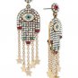 Betsey Johnson Mystic Baroque Queens Multi-Stone and Gold Hamsa Drop Earrings!