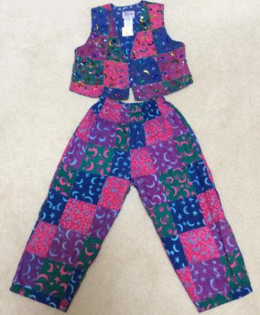 KUDA KANA Girls 2 pc. Pant Set - BOHO 100% Batik Cotton w/ Beads & Sequins - New w/ Tag - Size 6!