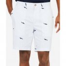 Nautica Mens Shorts White Size 38 Casual Striped Shark-Print Flat-Front - NWT!