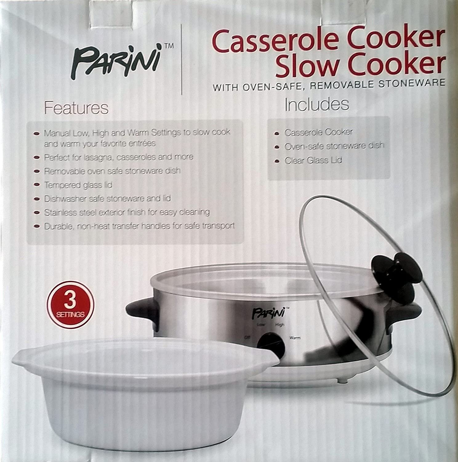 PARINI Casserole Cooker Slow Cooker 2.5 Quart!