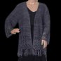 Style & Co. Woman 'Denim' Blue Open Front Cardigan with Openwork Knit & Fringe Trim - Size 3X!