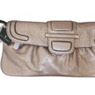 Vintage Bill Blass New York Couture 'Chardonnay Ethan' Silver Pewter Leather Clutch-Teal Suede Lined