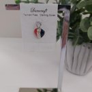 Vintage DANECRAFT Sterling Silver Enameled USA Red, White & Blue Heart Charm - NWT!