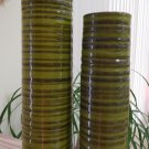 Crate & Barrel GIA Chartreuse Cylindrical Ceramic Vase Set - Large - 15½" & Small - 12½" - New!