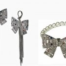 Betsey Johnson Bow Fringe Chandelier Statement Earrings & Bracelet Set - NWT's!