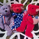 Ty Beanie Buddy Patriotic American Flag Teddy Bears - Set of 3 - LIBERTY, THOMAS, USA - NWTS!