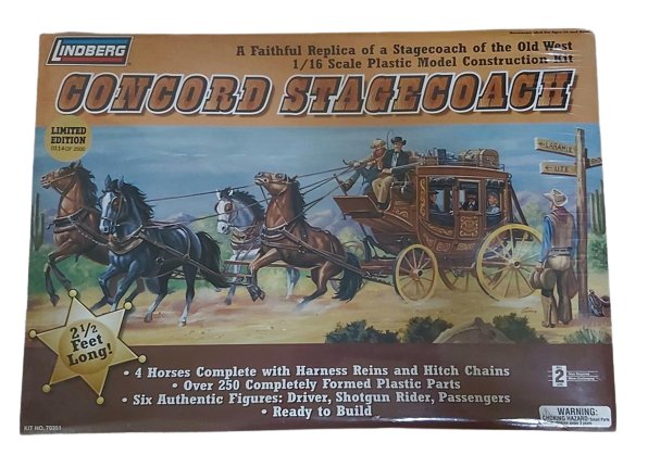 Lindberg 1:16 Scale Concord Stagecoach #70351 Model Kit - Sealed!