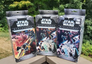 STAR WARS Miniatures STARSHIP BATTLES - Base Set - Booster Packs - Lot of 3 - SEALED!