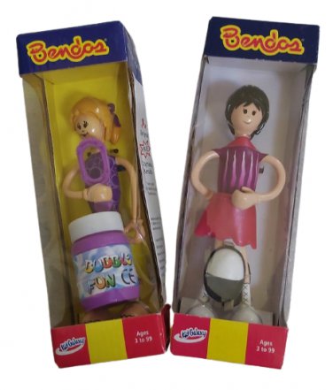 Bendos Action Figures w a Twist Blithe Figure Skater & Briana Bubble Blower by Kid Galaxy - Q2!