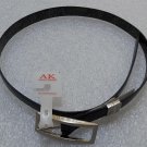 Anne Klein AK Minimalist Design Reversible Blk Leather / Snakeskin Belt - Size S - Silvertone - NWT!