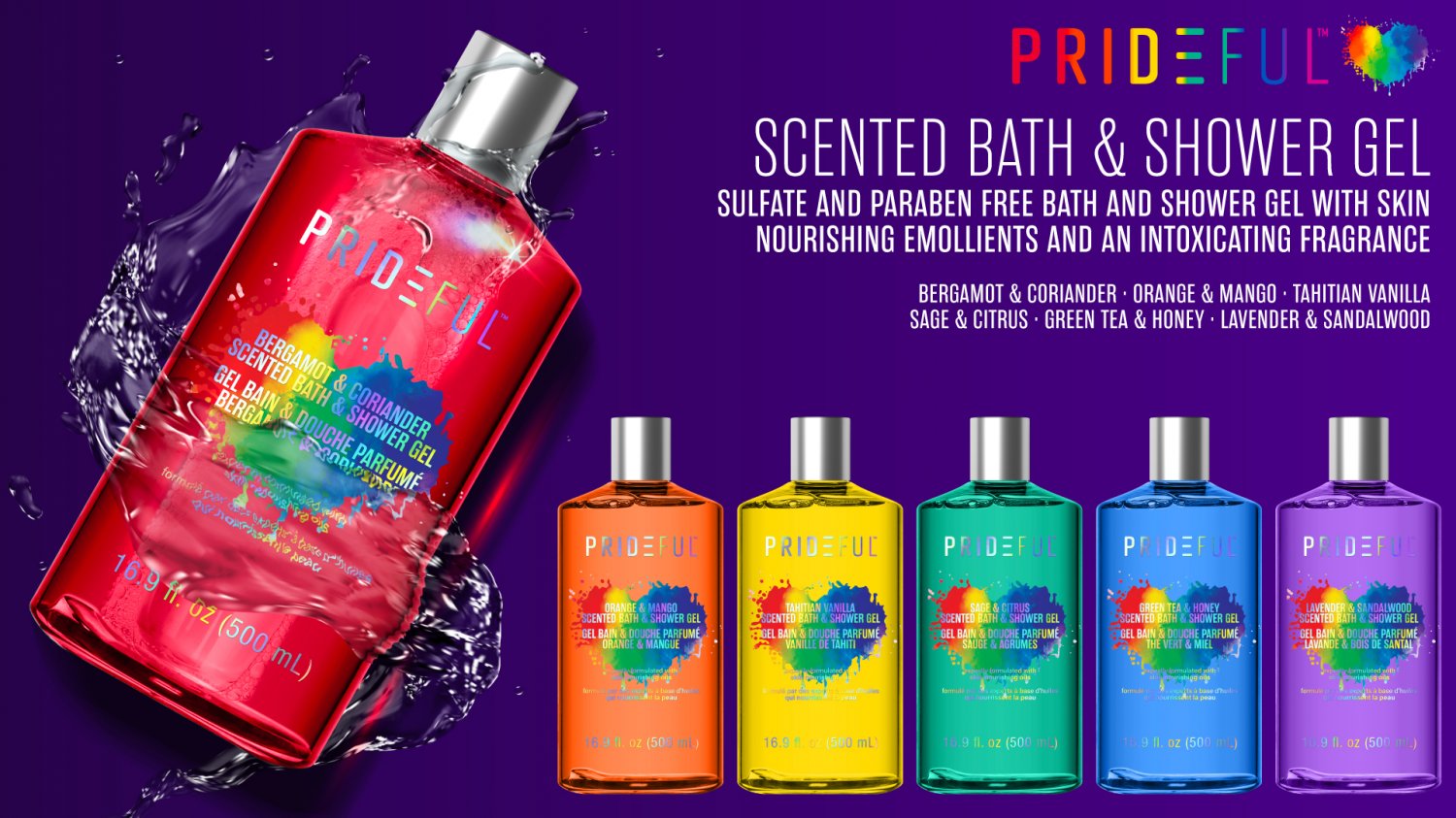 Prideful Scented Bath & Shower Gel Sets, 6 3 oz. Bottles 2 Sets