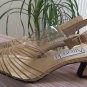 Vintage Amanda Cancun Gold Glitter Slingback Closed Toe Special Occasion Heels Shoes - Sz 8W - NEW!