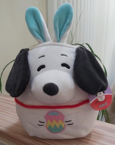 Easter Egg Squishmallow Snoopy Blue Bunny Ear Headband 8" Stuffed Plush by Kelly Toy - NWT!