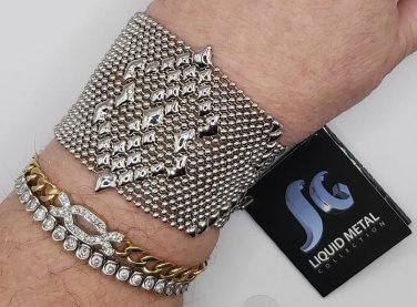 SG Liquid Chainmail Collection Metal Chrome Finish Bracelet by Sergio Gutierrez - New with Tag!