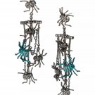 Betsey Johnson Spider Chandelier Earrings, TEAL - Halloween - New with Tag!