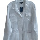 Vintage Land's End White Metallic 100% Linen Jacket  - Size 18 - New with Tags!