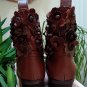 Anthropologie Sheridan Mia Botanical Brown Leather Ankle Boots - Size 7.5 - NEW!